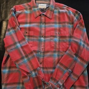 Casual Button Down Red Plaid Shirt
